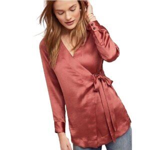 Anthropologie Moulinette Soeurs Satin Wrap Tunic Blouse Small